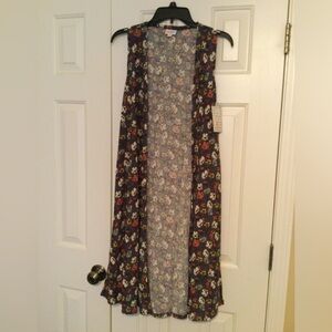Lularoe NWT XS Floral Joy Long Open Layering Vest